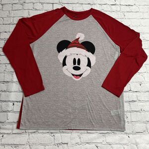 Disney Mickey Mouse Christmas Pajama Top Men’s Size‎ LG Santa Hat